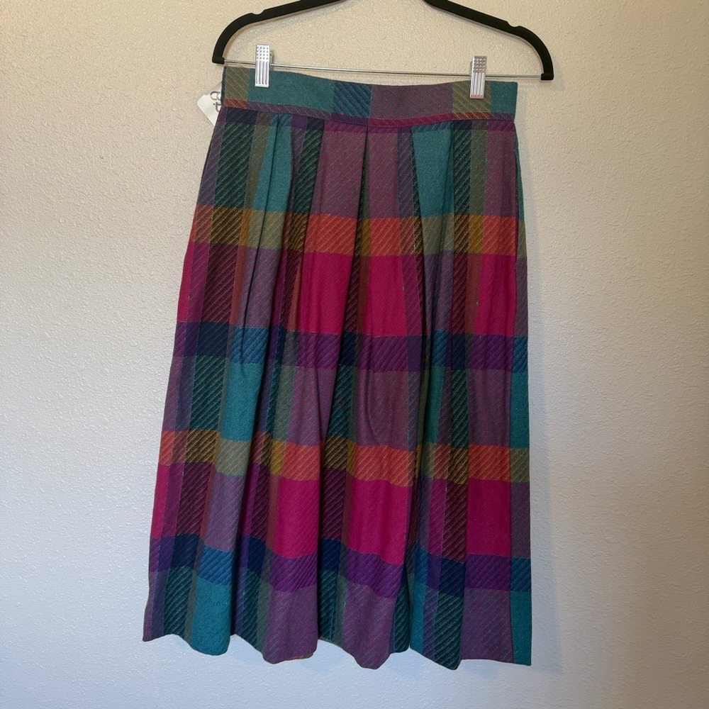 Vintage 90s College Town Colorful Plaid Skirt Midi